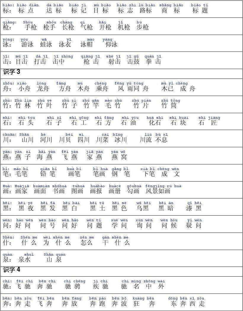 表组词(并组词两个字)